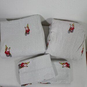 Threshold Flannel Christmas Sheets 4 pc Set King Santa on Bike Soft Warm Holiday